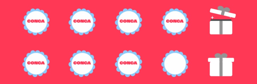Los sellos de la tarjeta de CONCA